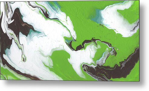 Green Metal Print featuring the mixed media Coffee Bean 1- Abstract Art by Linda Woods by Linda Woods