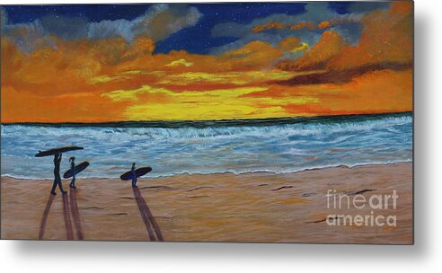 Sunset Metal Print featuring the painting End of Day by Myrna Walsh