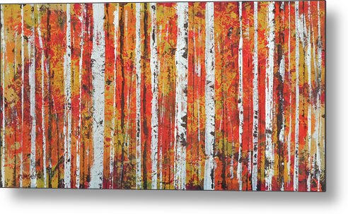 Landscape Metal Print featuring the painting Fall Woods by Rhodes Rumsey