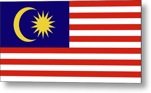 Asia Metal Print featuring the digital art Flag of Malaysia. by Roy Pedersen
