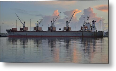 Bulk Carrier Metal Print featuring the photograph Force Ranger Loading at Dawn by Bradford Martin
