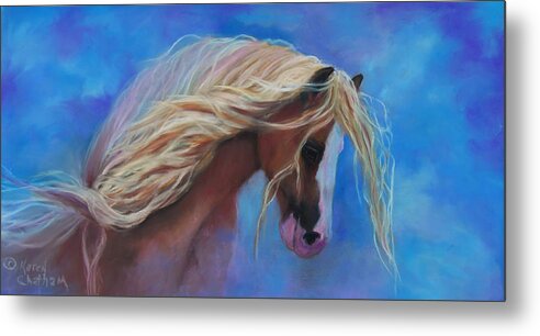 Gypsy Horse Art Metal Print featuring the pastel Gypsy In The Wind by Karen Kennedy Chatham