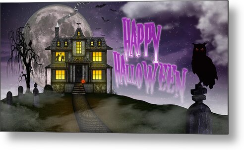 Halloween Metal Print featuring the digital art Haunted Halloween by Anthony Citro