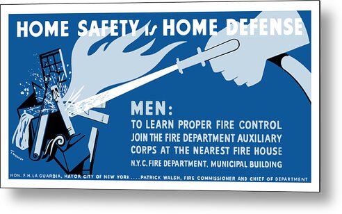 Wpa Metal Print featuring the painting Home Safety Is Home Defense by War Is Hell Store