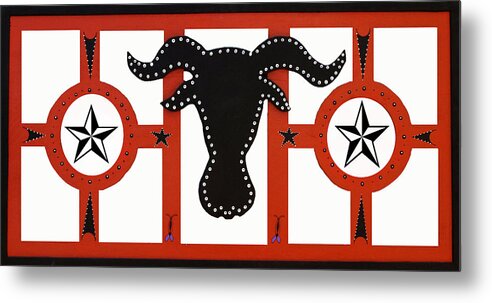 Cow Metal Print featuring the mixed media Horn Time In Texas by Robert Margetts