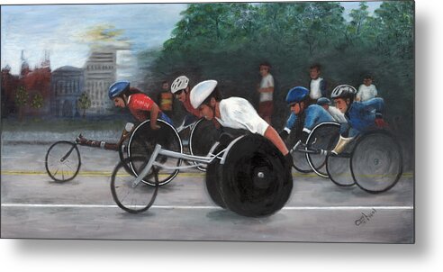 Racers Metal Print featuring the painting Let's Roll by Carol Neal-Chicago