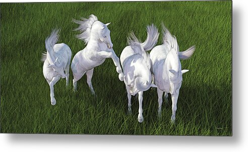 Lipizzan Metal Print featuring the digital art Lippizzaner Fields by Betsy Knapp