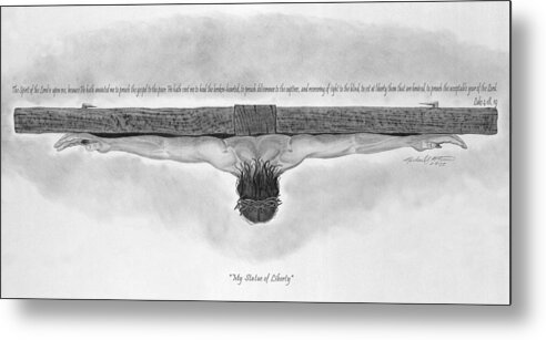 Religion Metal Print featuring the drawing My Statue of Liberty by Michael McFerrin