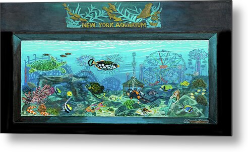 New York Aquarium Metal Print featuring the painting New York Aquarium towel version by Bonnie Siracusa