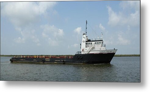 Crew Boat Metal Print featuring the photograph Oil rig support vessel HJ Callais by Bradford Martin