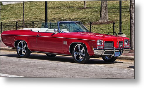 Oldsmobile Metal Print featuring the photograph Oldsmobile Delta Royale 88 Red Convertible by Steven Ralser
