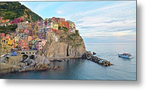 Manarola Metal Print featuring the photograph Panoramic Manarola Seascape by Frozen in Time Fine Art Photography