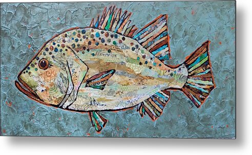 Perch Metal Print featuring the painting Peggy the Perch by Phiddy Webb