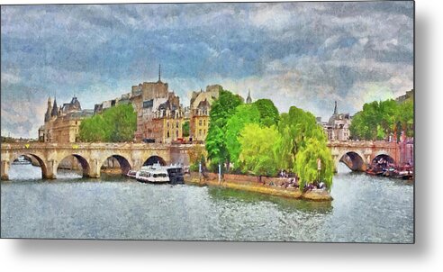 Pont Neuf Metal Print featuring the digital art Pont Neuf in Paris by Digital Photographic Arts