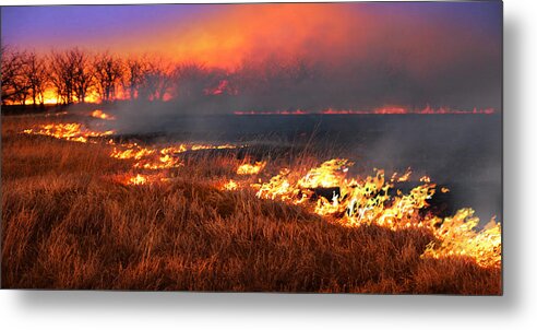 Fire Metal Print featuring the photograph Prairie Burn by Rod Seel