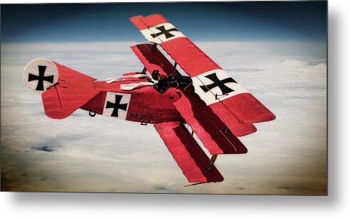 Red Baron Metal Print featuring the photograph Red Baron Panorama - Lord of the Skies - Lomo Version by Weston Westmoreland