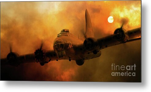 B17 Flying Fortress Metal Print featuring the digital art Sally B - Fire by Airpower Art