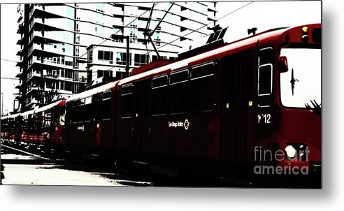 Red Metal Print featuring the photograph San Diego Trolley by Linda Shafer