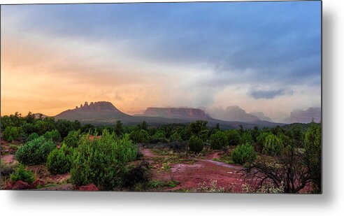 Landscape Metal Print featuring the photograph Sedona Showers by Ron McGinnis