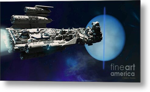 Space Art Metal Print featuring the painting Spaceship to Neptune by Corey Ford
