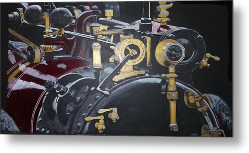 Tractor Metal Print featuring the painting Steam Tractor by Richard Le Page