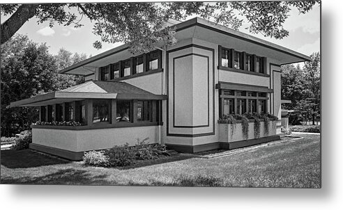 Wright Metal Print featuring the photograph Stockman House - Frank Lloyd Wright - Black and White by Nikolyn McDonald