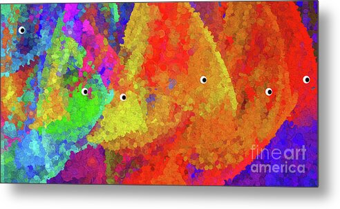 Abstract Metal Print featuring the digital art Swimming Rainbow Fish Abstract by Andee Design