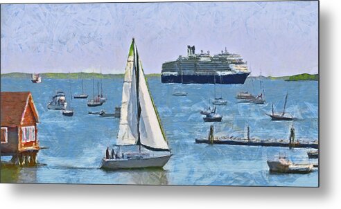 Rockland Metal Print featuring the digital art The Harbor at Rockland Maine by Digital Photographic Arts