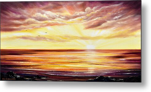 Sunset Metal Print featuring the painting The Incredible Journey - Panoramic Sunset by Gina De Gorna
