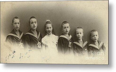 The Konstantinovichi Children Metal Print featuring the painting The Konstantinovichi Children by MotionAge Designs