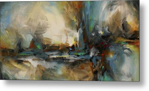 Abstract Metal Print featuring the painting The Storm by Michael Lang
