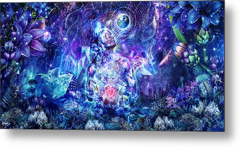 Blue Metal Print featuring the digital art Transcension by Cameron Gray