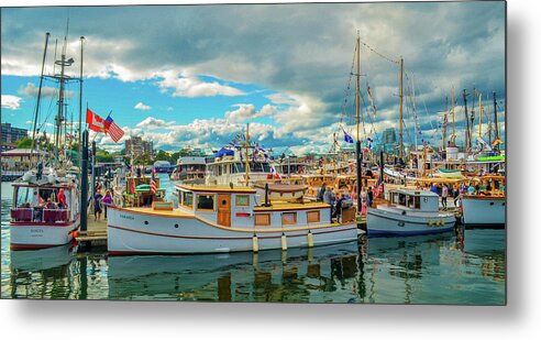 Boats Metal Print featuring the photograph Victoria Harbor old boats by Jason Brooks