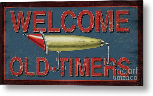 Jq Licensing Metal Print featuring the painting Welcome Fishing Sign by JQ Licensing