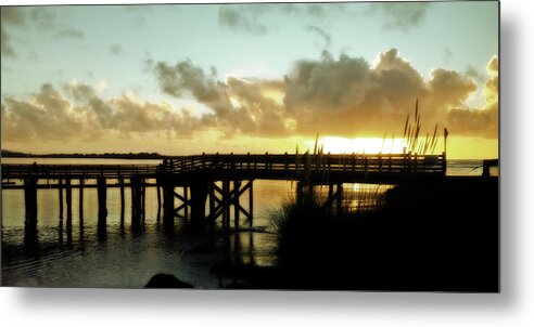 Sunset Metal Print featuring the photograph Dock of the Bay #1 by Bonnie Bruno