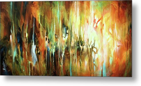 Abstract Metal Print featuring the painting Gravity by Michael Lang