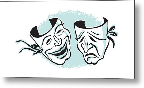 Broadway Metal Print featuring the drawing Comedy and Tragedy Masks #2 by CSA Images