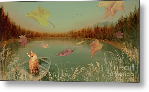 Stirrup Lake Metal Print featuring the painting Autumn Dream by Yoonhee Ko
