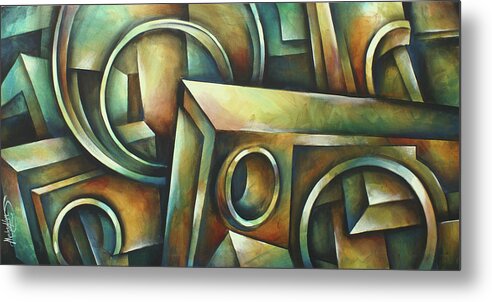 Geometric Metal Print featuring the painting  Blockade by Michael Lang