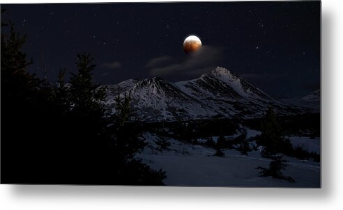 Blood Moon Metal Print featuring the photograph Blood Moon Over Chugach Mountains by Scott Slone