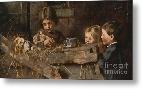 Pets Metal Print featuring the drawing Childhoods Treasures 1 by Print Collector