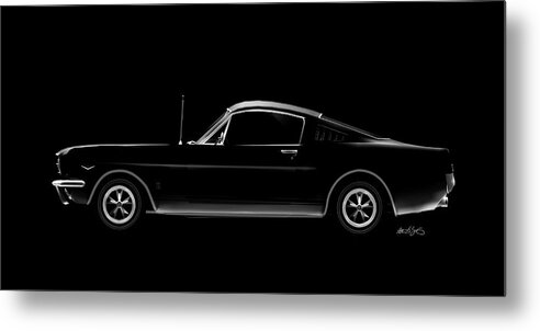 Auto Car Automobile Ford Mustang 1966 Sports Car Fastback Metal Print featuring the digital art Classic 66 Mustang Fastback L by Peter J Sucy