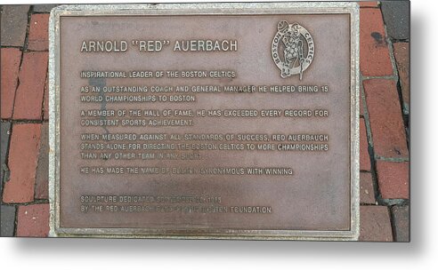 Photography Metal Print featuring the photograph Red Auerbach Plaque, Faneuil Hall by Panoramic Images