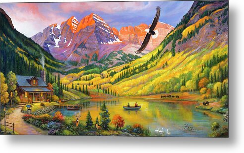 Rocky Mountain Retreat Metal Print featuring the painting Rocky Mountain Retreat by John Zaccheo