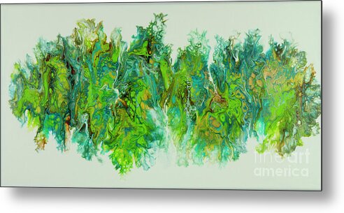 Poured Acrylic Metal Print featuring the painting Sea Lettuce Creature by Lucy Arnold