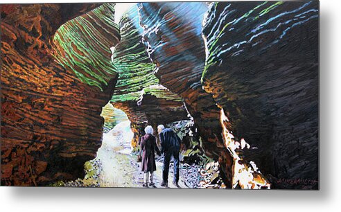 Wisconsin Dells Metal Print featuring the painting The Last Mile by John Lautermilch
