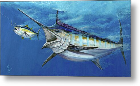  Marlin Metal Print featuring the painting Wide Open #1 by Mark Ray