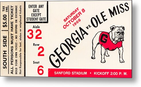 Georgia Metal Print featuring the drawing 1966 Ole Miss vs. Georgia by Row One Brand