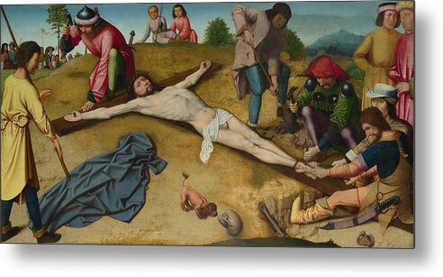 Gerard David Metal Print featuring the painting Christ Nailed to the Cross #3 by Gerard David