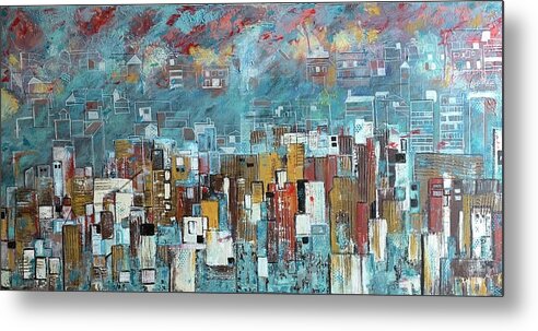 Cityscape Metal Print featuring the painting Above and Beyond by Raji Musinipally